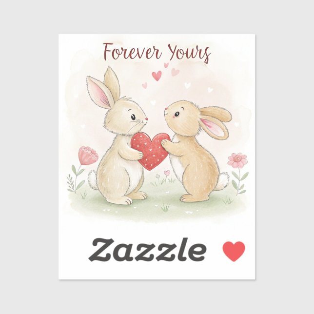 Romantic Bunny Card – Forever Yours Sticker (Sheet)