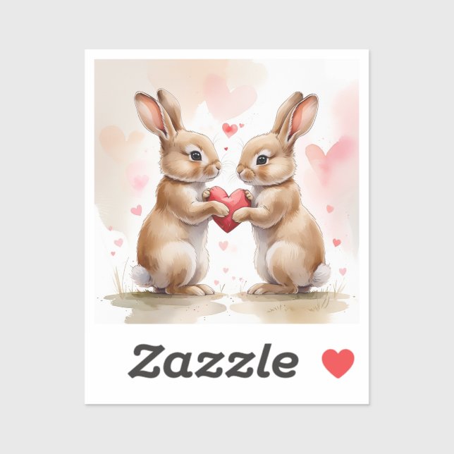Romantic Bunny Card Sticker (Sheet)
