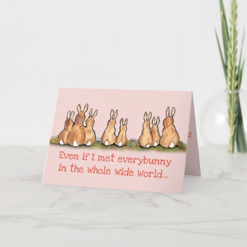 Romantic Bunny Rabbit Pink Valentines Day Card