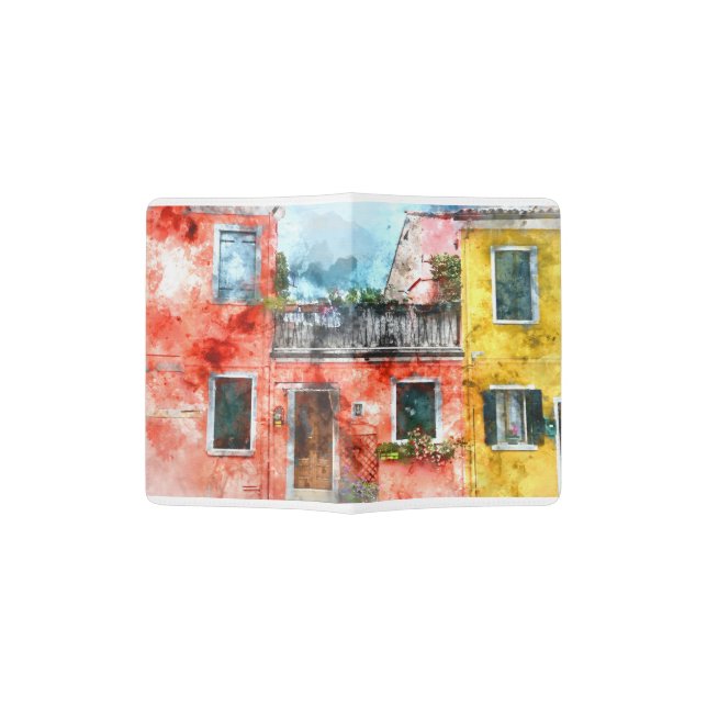 Romantic Burano Italy near Venice Italy Passport Holder (Opened)