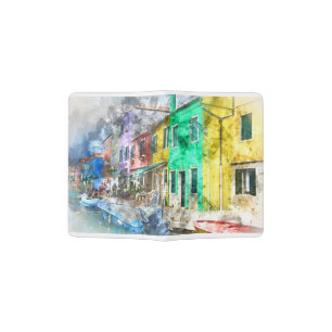 Romantic Burano Italy near Venice Italy Passport Holder