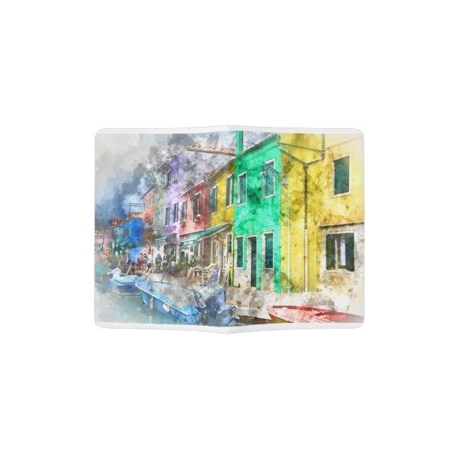 Romantic Burano Italy near Venice Italy Passport Holder (Opened)