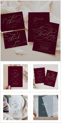 Romantic Burgundy and Gold Calligraphy Collection