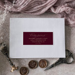 Romantic Burgundy and Gold Guest Address Labels<br><div class="desc">These romantic burgundy and gold wedding guest address labels are perfect for a simple wedding. The modern classic design features fancy swirls and whimsical flourishes with gorgeous elegant hand lettered faux champagne gold foil typography on a dark burgundy red background. Customize each label with the name and address of your...</div>