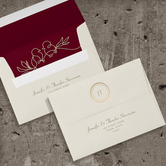 Romantic Burgundy and Gold Wedding Envelope (Creator Uploaded)
