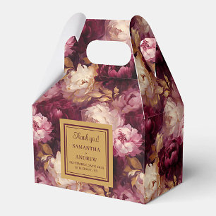 Romantic Burgundy Blush Gold Boho Wedding Favor Boxes