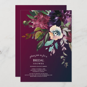 Romantic Burgundy Bridal Bouquet Bridal Shower Invitation