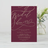 Romantic Burgundy Calligraphy Bridal Shower Invitation (Standing Front)