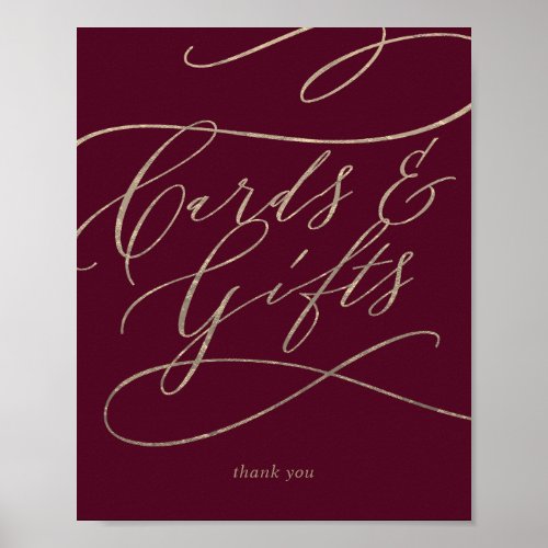 Romantic Burgundy Calligraphy Cards and Gifts Sign