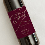 Romantic Burgundy Calligraphy Cheers Wine Labels<br><div class="desc">These romantic burgundy calligraphy cheers wine labels are perfect for a simple wedding reception. The modern classic design features fancy swirls and whimsical flourishes with gorgeous elegant hand lettered faux sparkling wine gold foil typography. Personalize the wine bottle stickers with the names and date. These labels can be used for...</div>