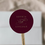 Romantic Burgundy Calligraphy Envelope Seals<br><div class="desc">These romantic burgundy calligraphy envelope seals are perfect for a simple wedding. The modern classic design features fancy swirls and whimsical flourishes with gorgeous elegant hand lettered faux champagne gold foil typography. Personalize the label with the names of the bride and groom. Please Note: This design does not feature real...</div>