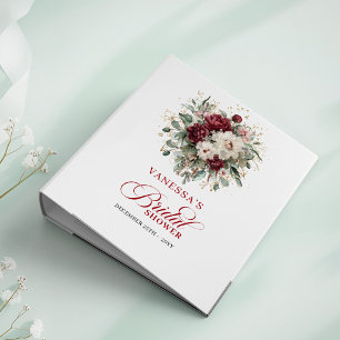 Romantic Burgundy Floral Bridal Shower Ring Binder