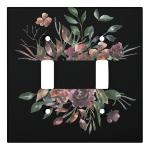 Romantic Burgundy Floral Design Light Switch Cover