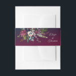 Romantic Burgundy Floral Invitation Belly Band<br><div class="desc">Watercolor floral elements in beautiful colors, set over a marsala wine burgundy background treated with an eggplant purple wash. The design is finished with ivory script calligraphy. If you would like assistance or a custom order, please send me an email or message me on this site. I would love to...</div>