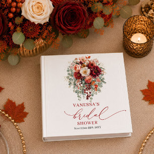 Romantic Burgundy Gold eucalyptus fall bridal show 3 Ring Binder