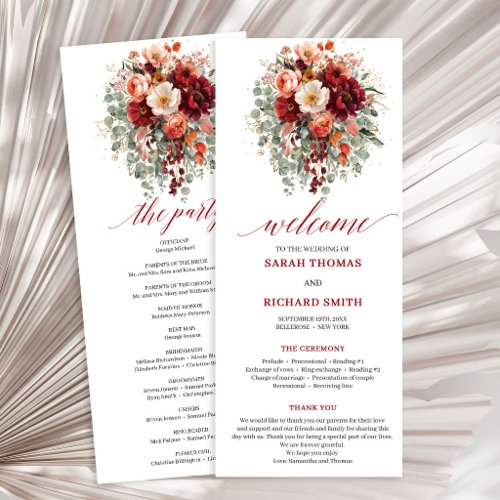 Romantic Burgundy Gold Eucalyptus Fall wedding pro Program