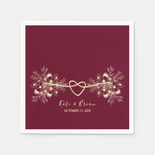 Romantic Burgundy Gold Fall Wedding Napkins