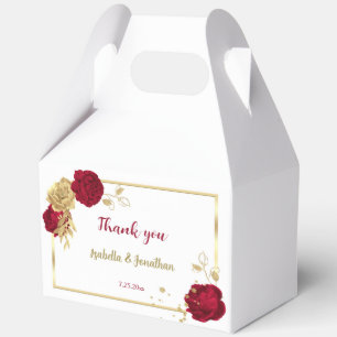 Romantic burgundy gold floral wedding favor boxes