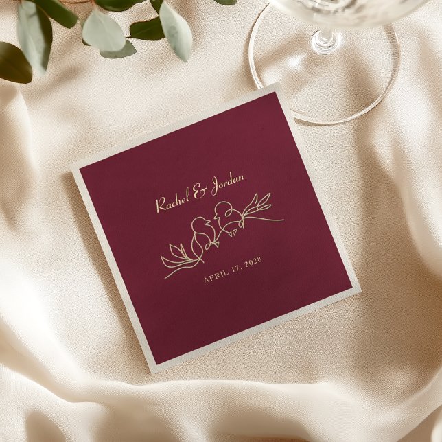 Romantic Burgundy Gold Wedding Napkins (Creator Uploaded)