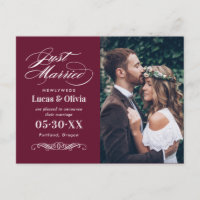 Romantic Burgundy Just Married Photo