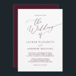 Romantic Burgundy Minimalist Wedding Invitation<br><div class="desc">Beautiful burgundy minimalist wedding invitation. Fully customizable with names,  dates,  location and colors to match your wedding theme.</div>