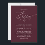 Romantic Burgundy Minimalist Wedding Invitation<br><div class="desc">Beautiful burgundy minimalist wedding invitation. Fully customizable with names,  dates,  location and colors to match your wedding theme.</div>