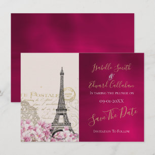 Romantic Burgundy Paris In Springtime Save The Date