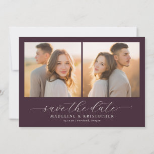 Romantic Burgundy Photo Collage Save The Date