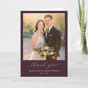 Romantic Burgundy Photo Thank You Card