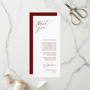 Romantic Burgundy, Place Setting Thank You Card