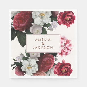 Romantic Burgundy red and copper Wedding Napkins