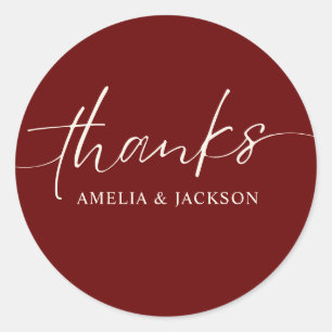 Romantic Burgundy red copper Wedding Classic Round Sticker