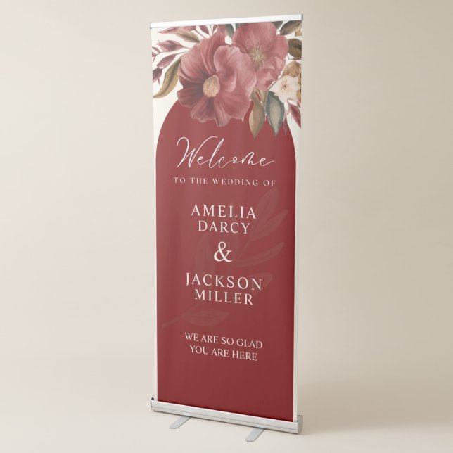 Romantic Burgundy red copper Wedding Decor banner (3/4)