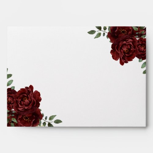 Romantic Burgundy Red Rose Invitations Envelope