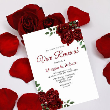 Romantic Burgundy Red Rose Vow Renewal Invite by Nicheandnest at Zazzle
