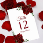 Romantic Burgundy Red Rose Wedding or Quinceanera Table Number<br><div class="desc">Romantic Burgundy Red Rose Wedding or Quinceanera Table Card Numbers

See Niche and Nest store for Set.

Design courtesy of: https://www.etsy.com/shop/SmallHouseBigPony</div>