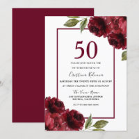 Romantic Burgundy Red Roses 50th Birthday Party