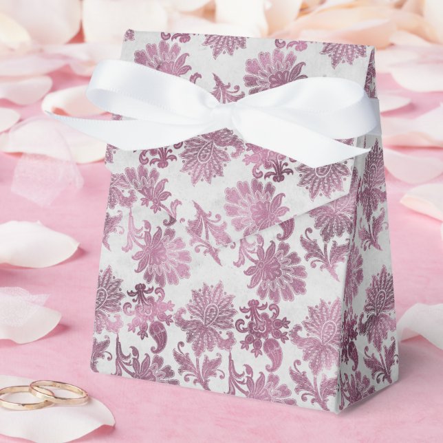 Romantic Burgundy Red Silver Floral Bridal Shower Favor Boxes (Wedding)