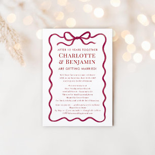Romantic Burgundy Ribbon Wedding website Invitation