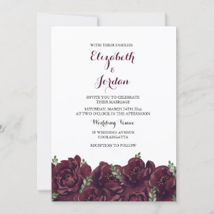 Romantic Burgundy Rose Elegant Wedding Invitation