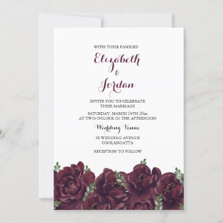 Romantic Burgundy Rose Elegant Wedding Invitation