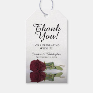 Romantic Burgundy Rose Elegant Wedding Thank You Gift Tags