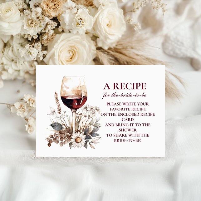 Romantic Burgundy Rose Wine Bridal Shower Enclosure Card (Creator Uploaded)