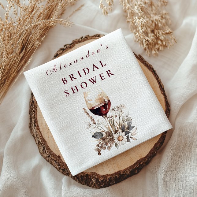 Romantic Burgundy Rose Wine Bridal Shower Napkins (Creator Uploaded)