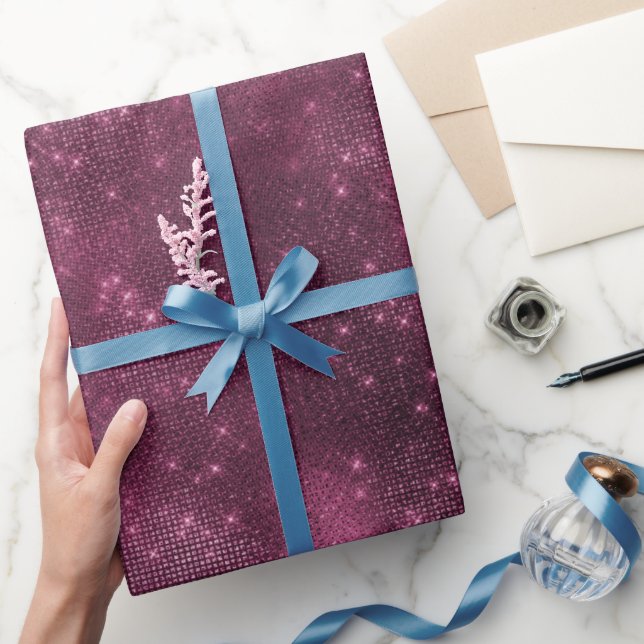 Romantic Burgundy Sparkle Glitzy Bridal Shower Wrapping Paper (Gifting)
