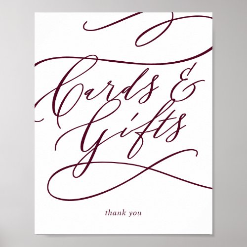 Romantic Burgundy Text Calligraphy Cards and Gifts Poster