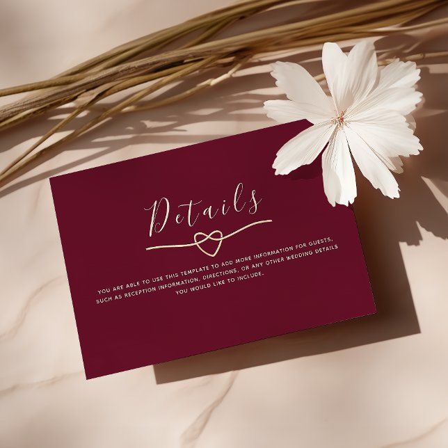 Romantic Burgundy Wedding Details Enclosure Card (Creator Uploaded)