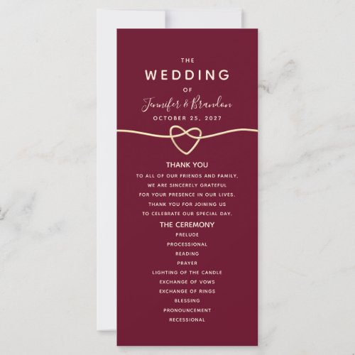 Romantic Burgundy Wedding Program