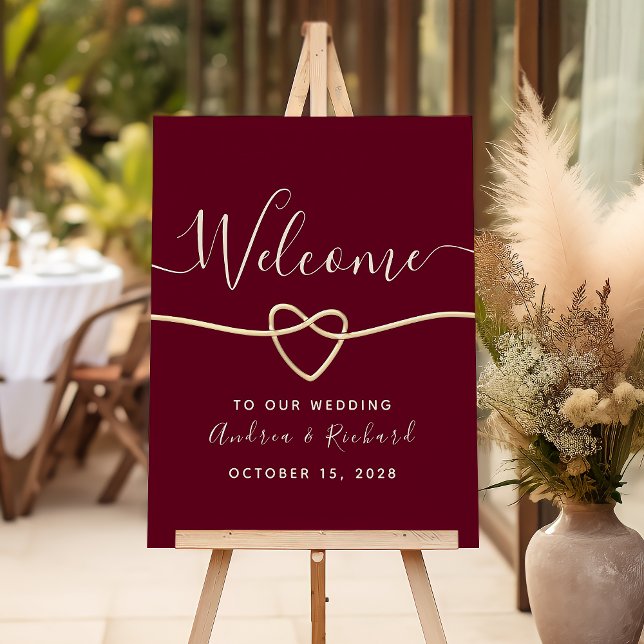 Romantic Burgundy Wedding Welcome Poster (Creator Uploaded)