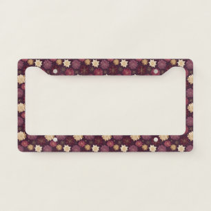 Romantic Burgundy Winter Garden Gold Floral License Plate Frame